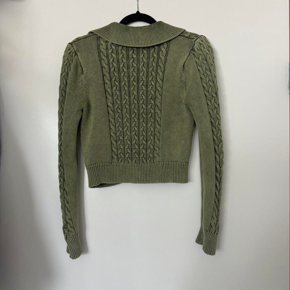 Sundance olive green cable knit cropped carigan - Picture 7 of 9